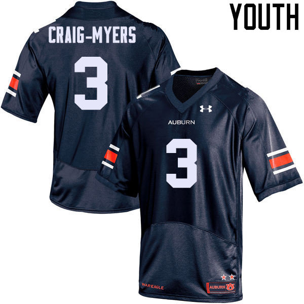 Youth Auburn Tigers #3 Nate Craig-Myers College Football Jerseys Sale-Navy